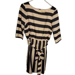 Gianni Bini Black and Cream Striped Dress Size S